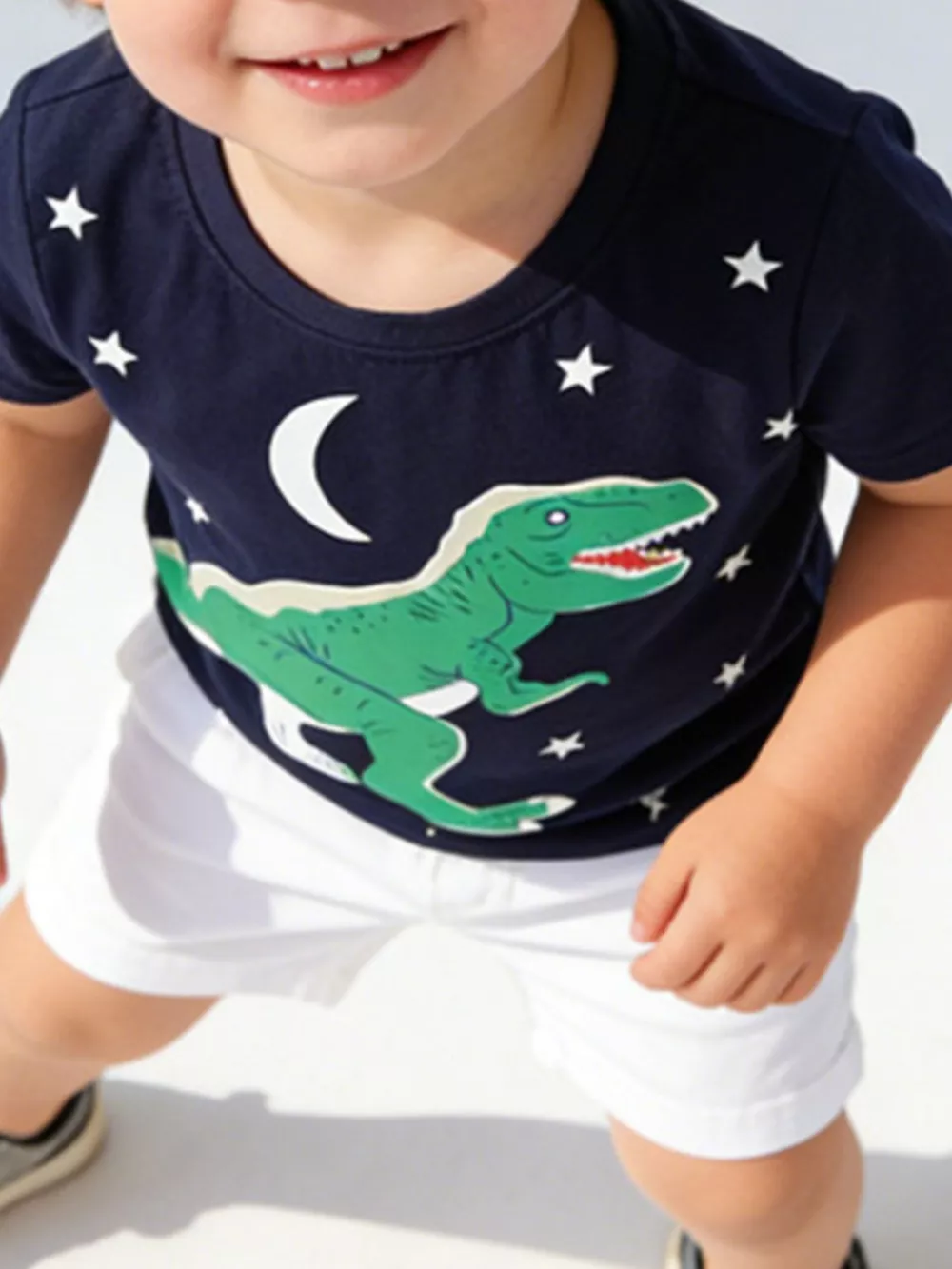 Children's Dinosaur Print Crew Neck Short Sleeve T-Shirt