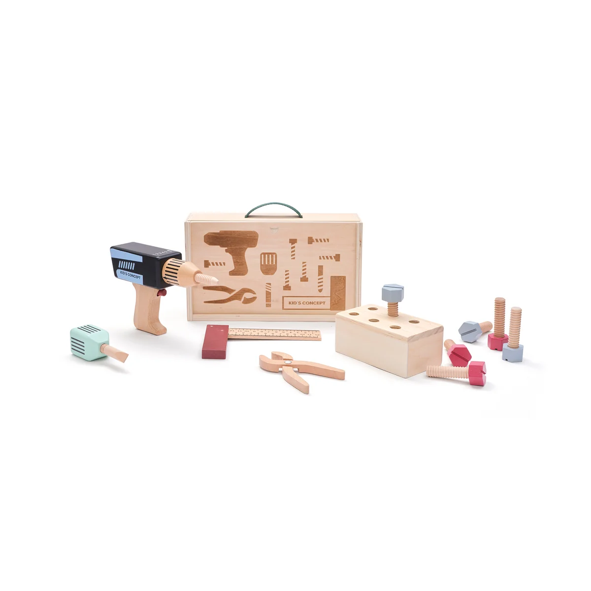 Kids Concept - Kid's Hub Werkzeugkoffer mit Zubehör, bunt (21er-Set)