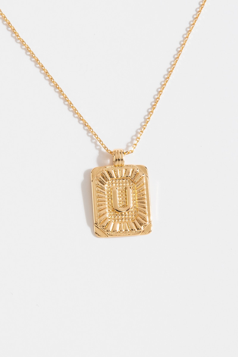 Initial ID Tag Pendant Necklace