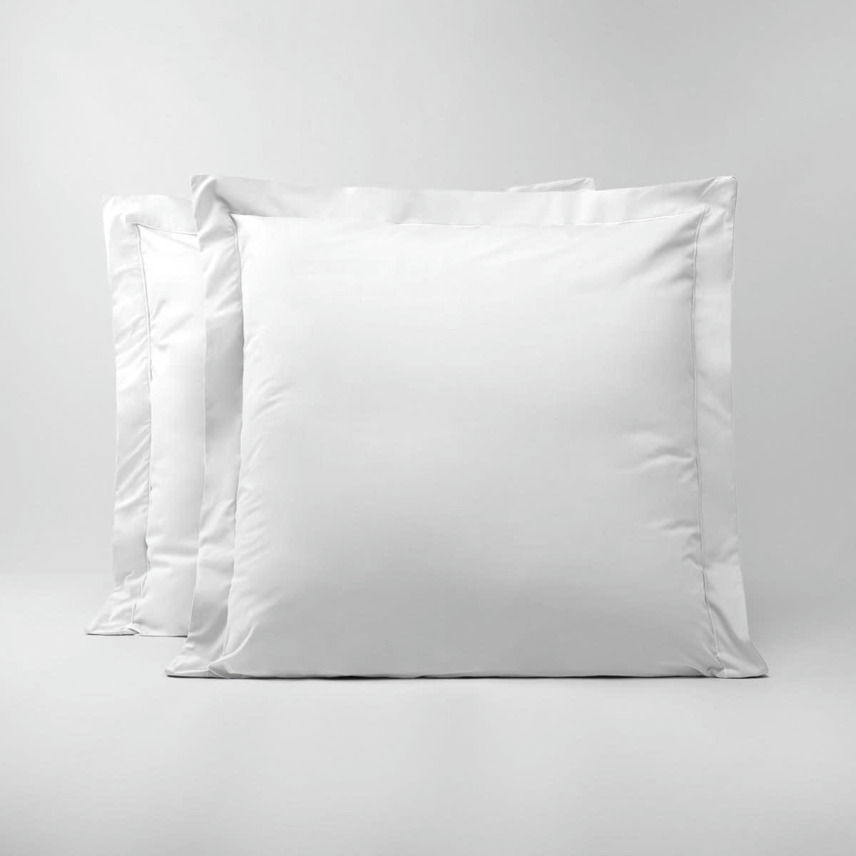 - Lot de 2 taies d'oreillers en percale de coton blanc 50x70 cm