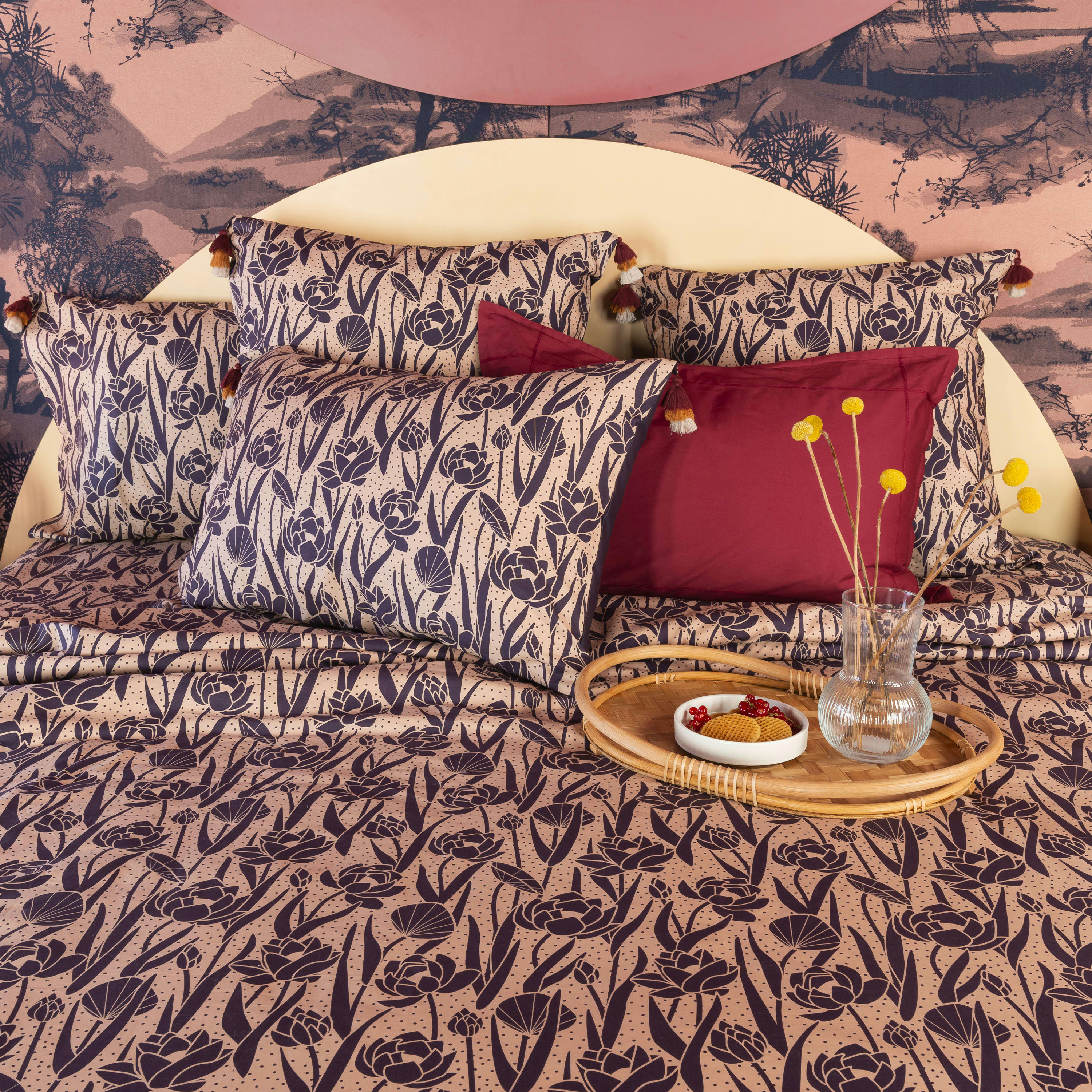 HOKKAIDO - Housse de couette réversible percale de coton violet  violet 240x220