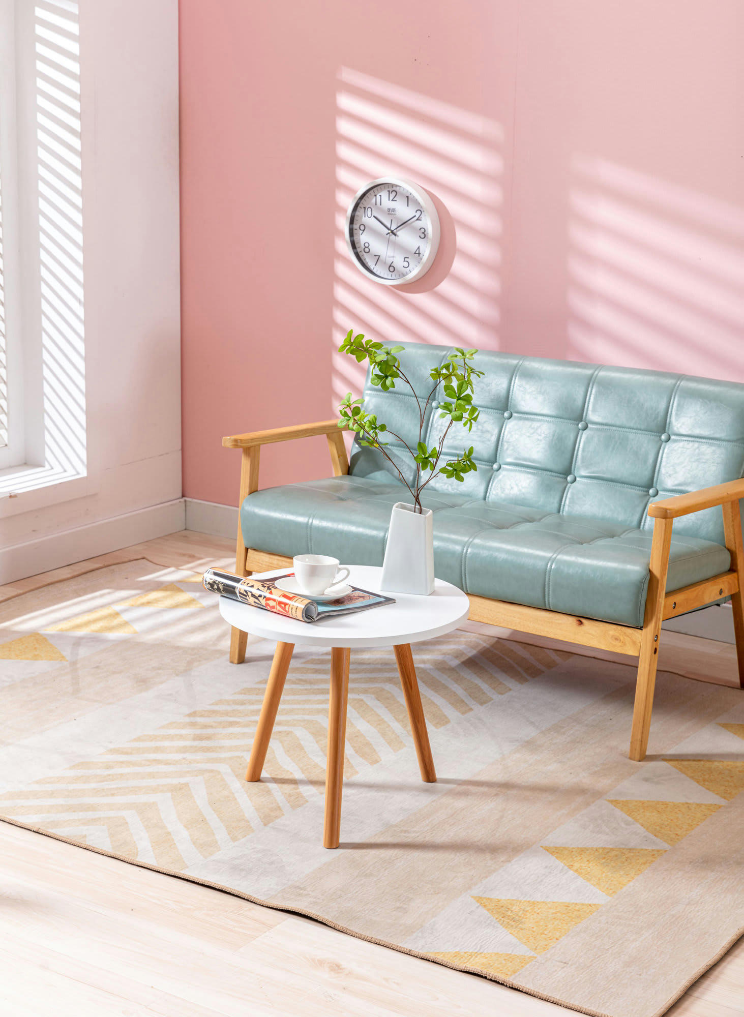 ALMERIA - Table d'appoint ronde avec 3 pieds en bois Blanc