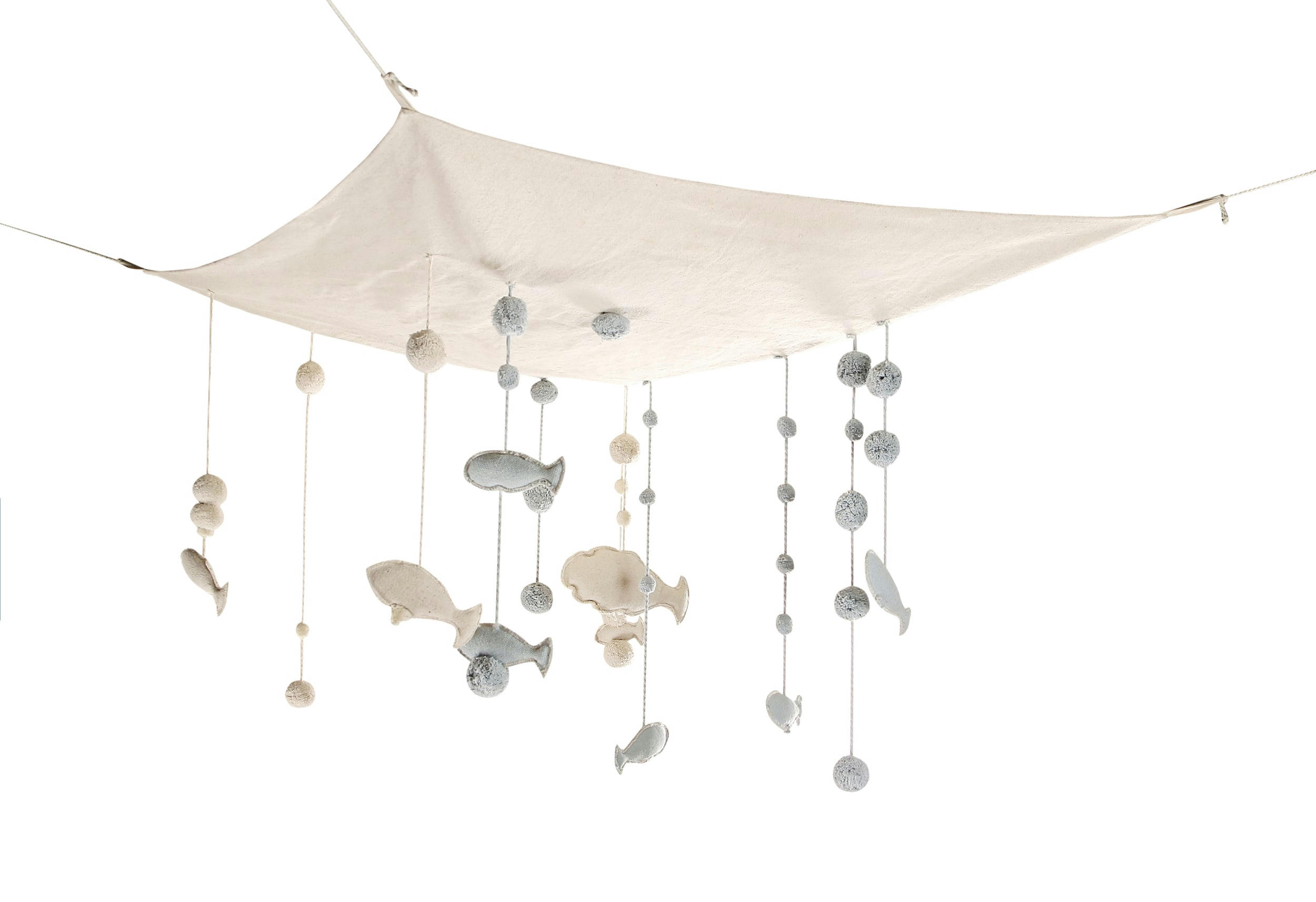 THE SEA - Pendentif océan en coton bleu et blanc 100x120