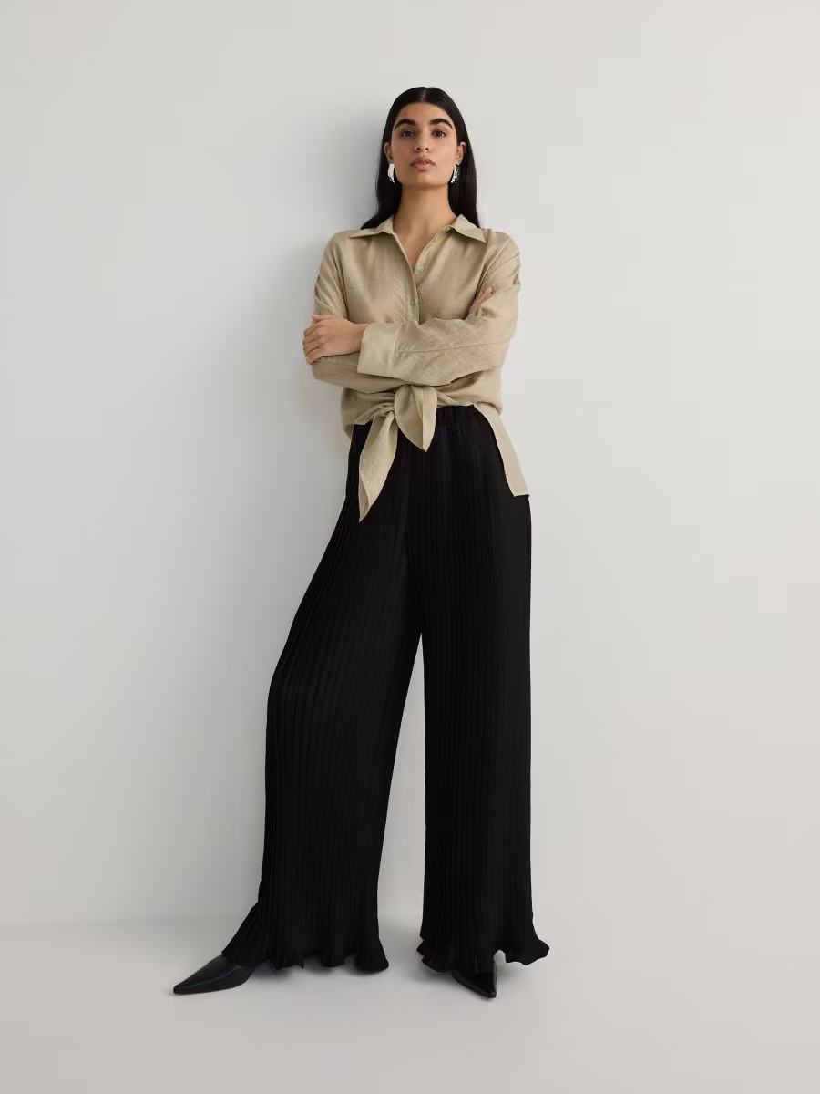 Viscose Rich Pleated Trousers