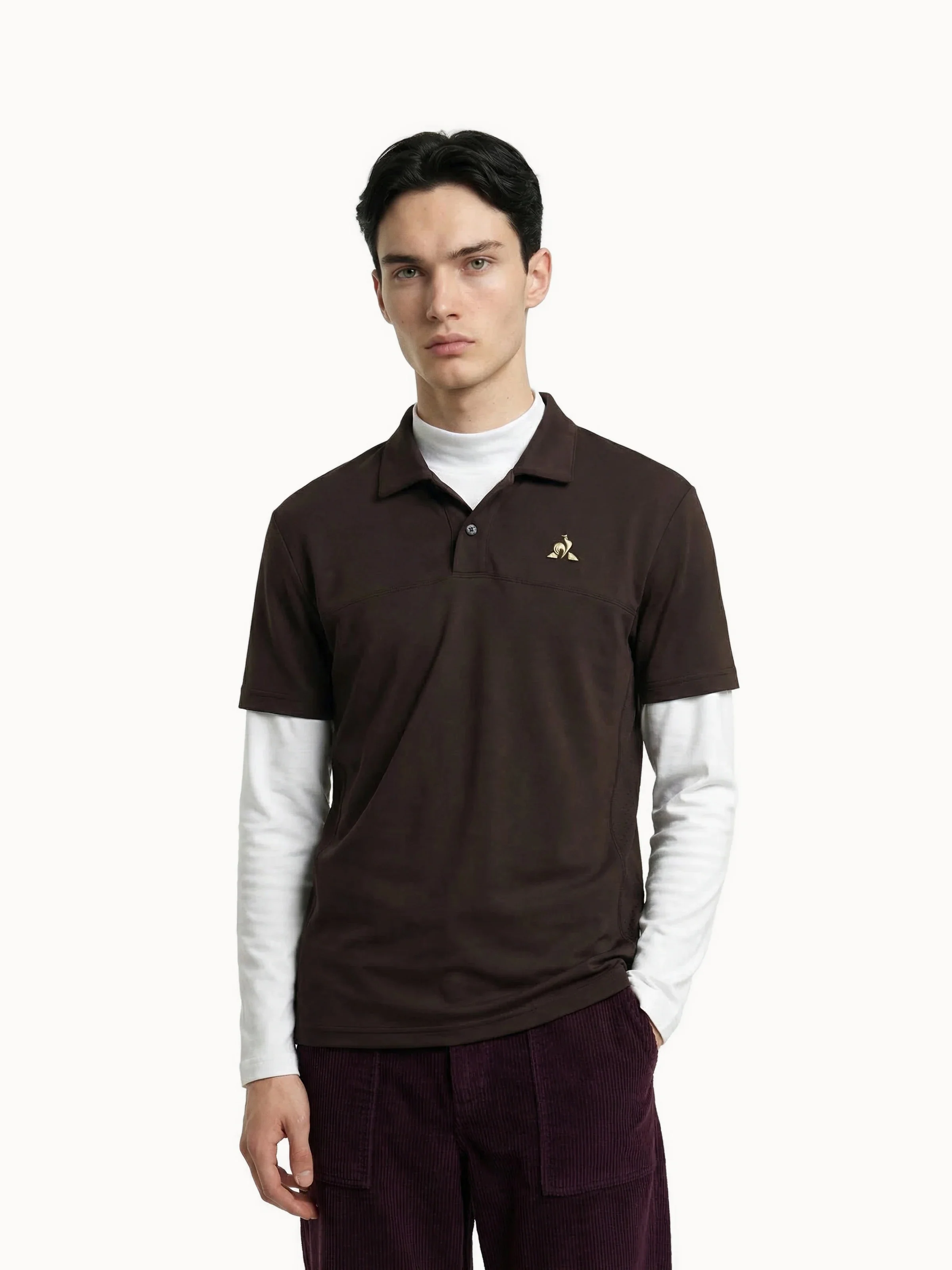 Polo Coq d'Or double face avec empiècements côtés texturés