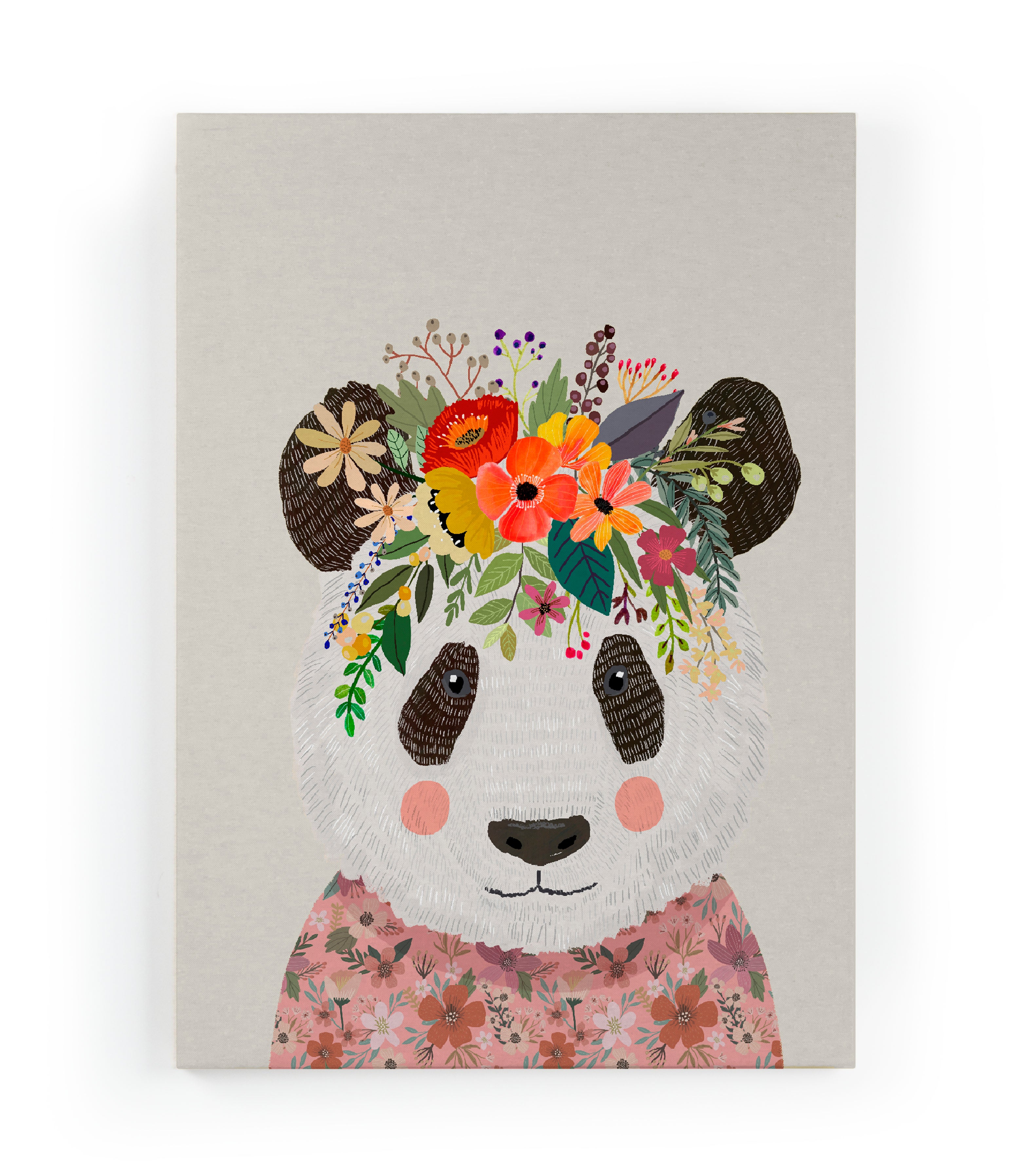 Canvas 60x40 Afdruk Panda Flora
