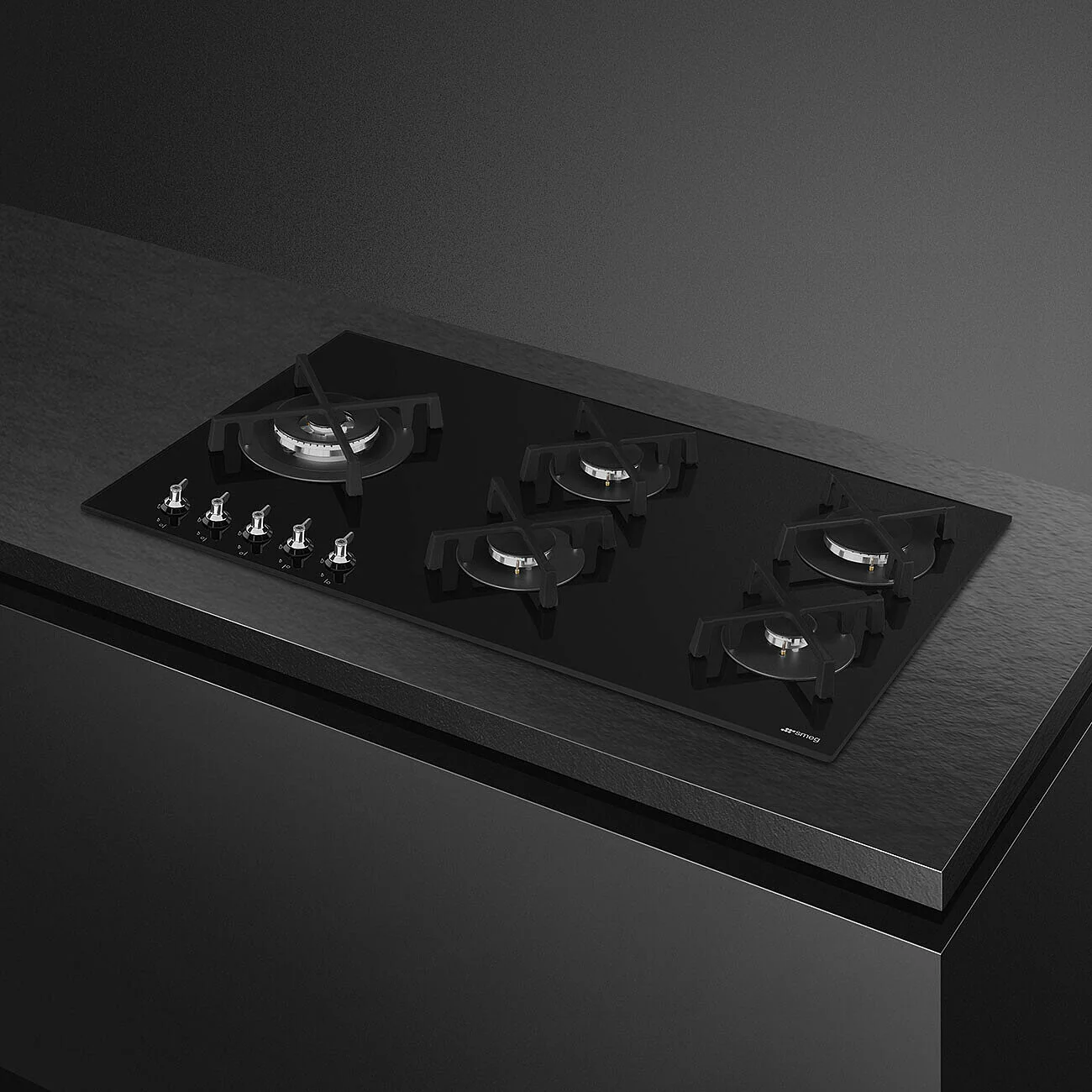 90cm Classic Gas on Glass on Steel Hob Black