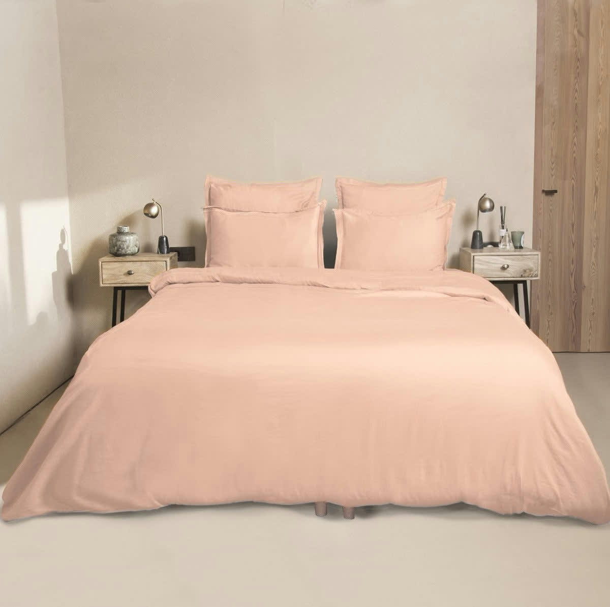 JULIA - Drap housse satin de coton  160x200x30 rose