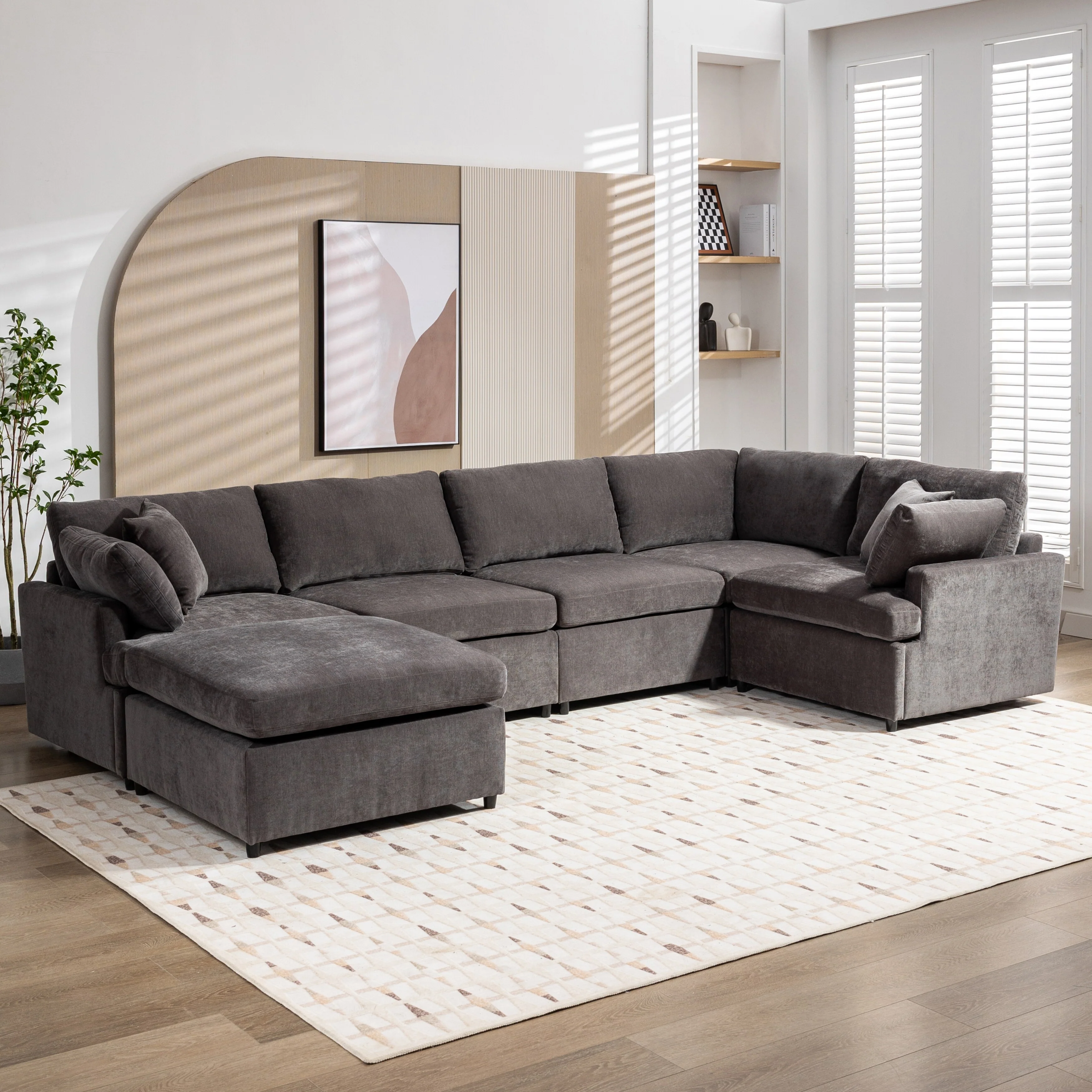 100.4 U-Shaped 6-Seat Sofa with Ottomans