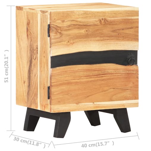 NNEVL Bedside Cabinet 40x30x51 cm Solid Acacia Wood
