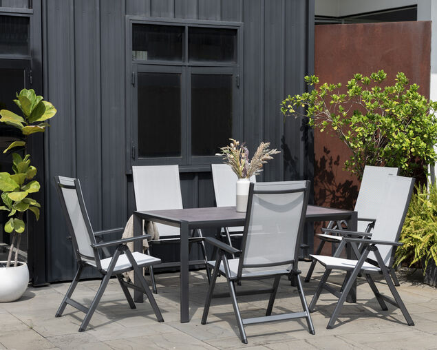 Frankie-Eden 7 Piece Dining Setting (Gunmetal Grey)