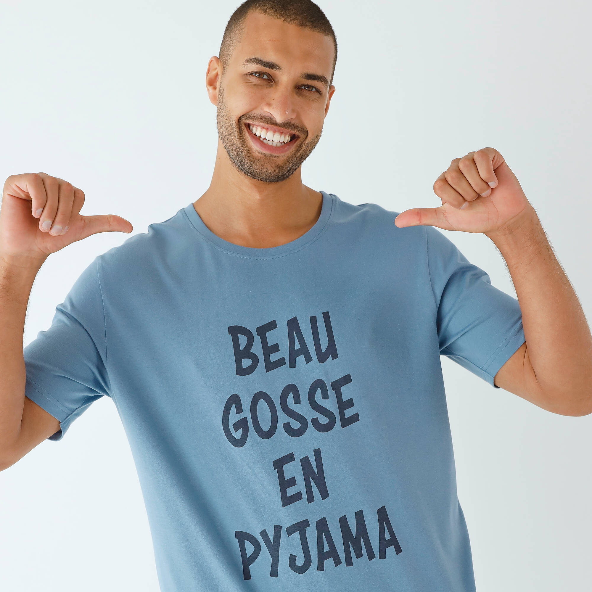 Pyjama short imprimé message, manches courtes
