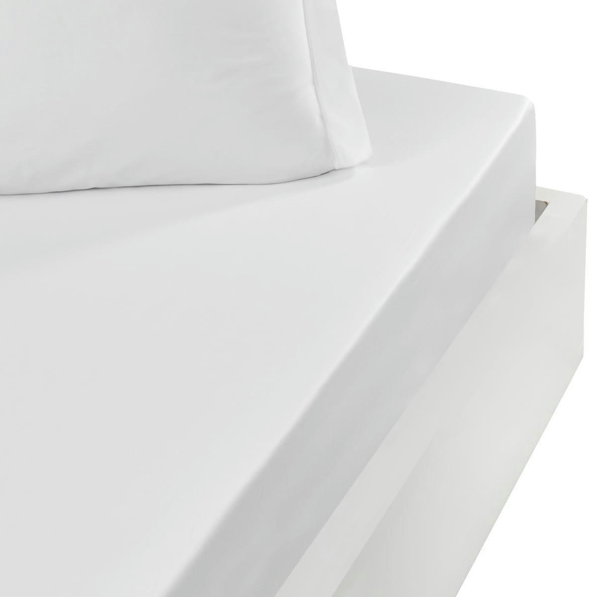 SOFT PERCALE - Drap housse en percale bonnet 40cm Blanc 180x200 cm