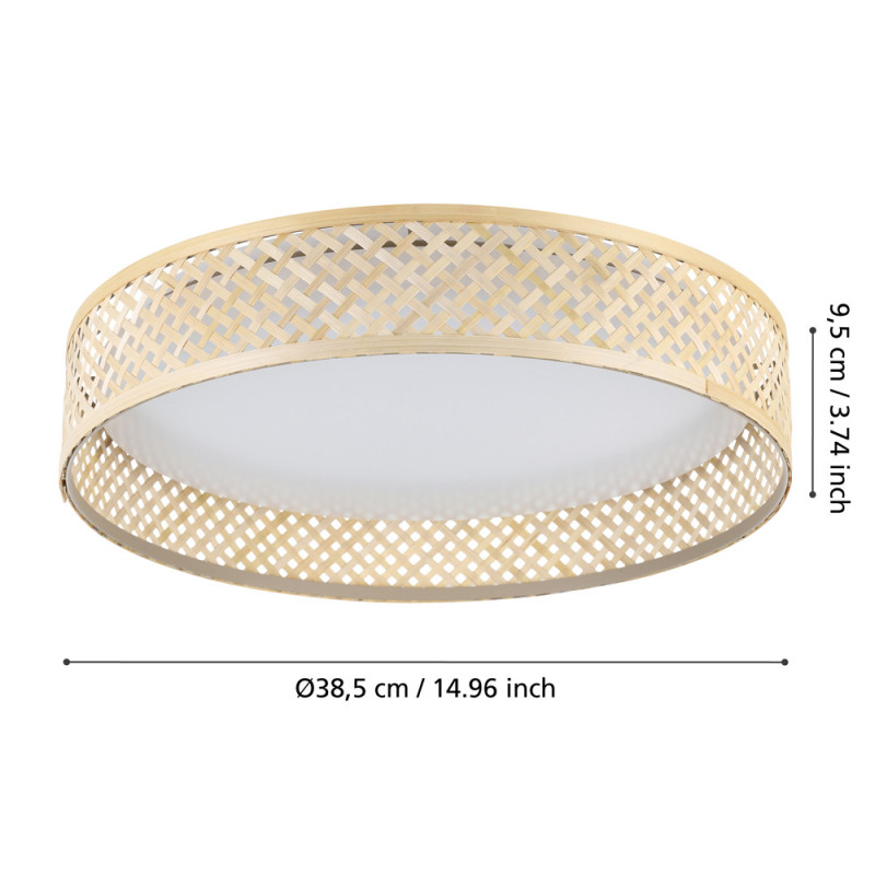 Plafonnier LED Luppineria bambou blanc chaud 2400 lm 20 W EGLO