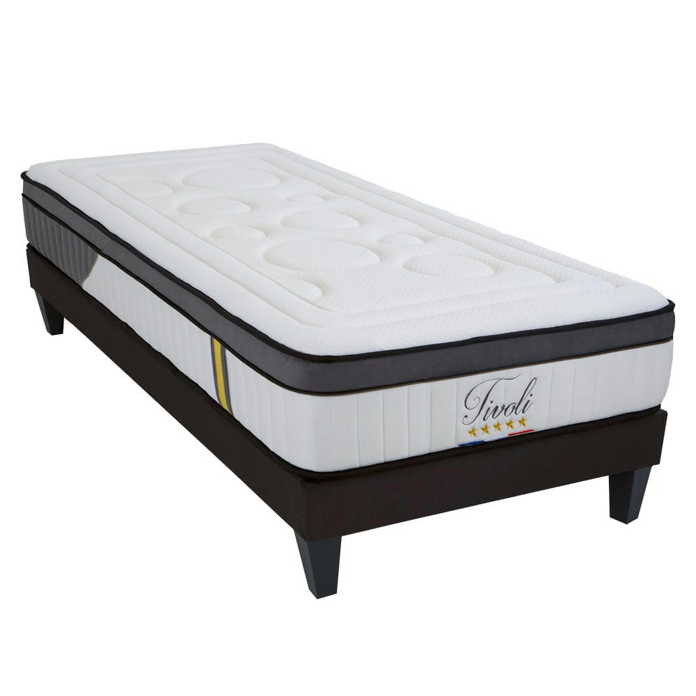 TIVOLI - Pack  90x190  Matelas + Sommier Bois + Alèse anti punaise