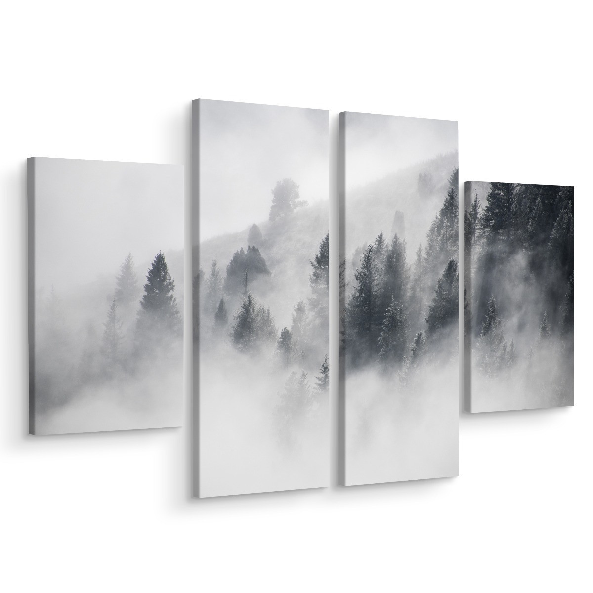 Obraz 4-Częściowy Zamglony Las DRZEWA 3D 80x60cm
