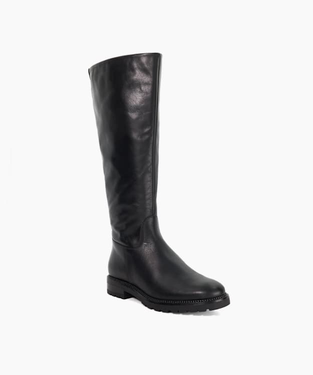 Tayah Black - Wide Fit Leather Knee High Boots