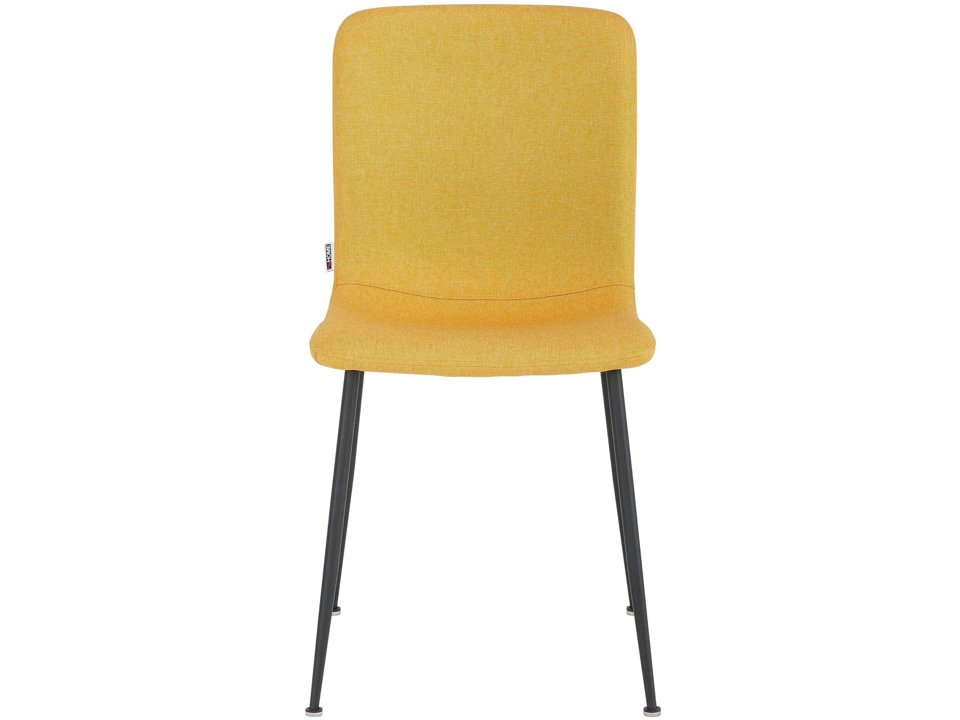 FAYE - Lot de 2 chaises de salle à manger rembourrées en tissu moutarde