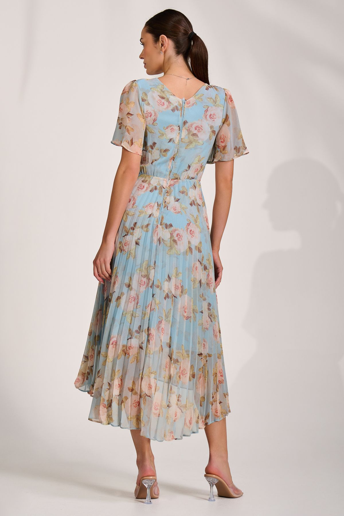 Jolie Moi Chiffon Pleated Maxi Dress