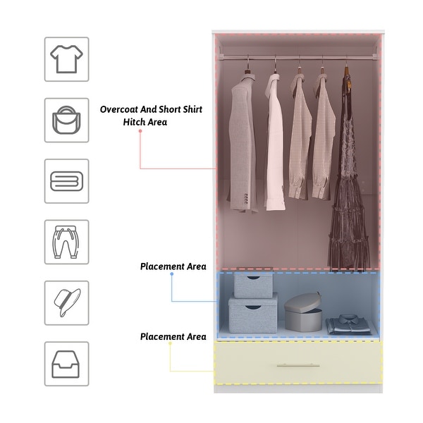 31.5“W x 66.9"H Wardrobe Armoire For Bedroom Saving Saving