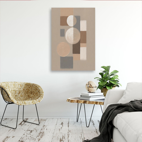 Feeby Obraz nowoczesny, Koła Prostokąty Abstrakcja Beż 40x60