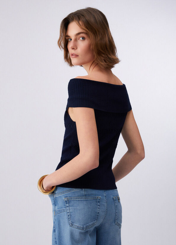 Top bardot in maglia