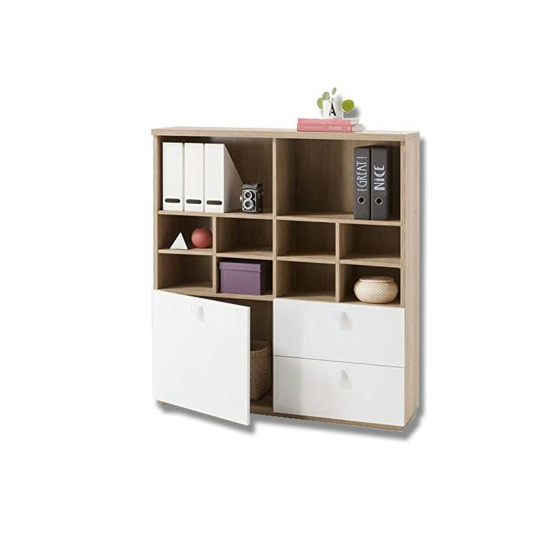 GABRIEL - Bibliothèque étagères 1 porte et tiroirs