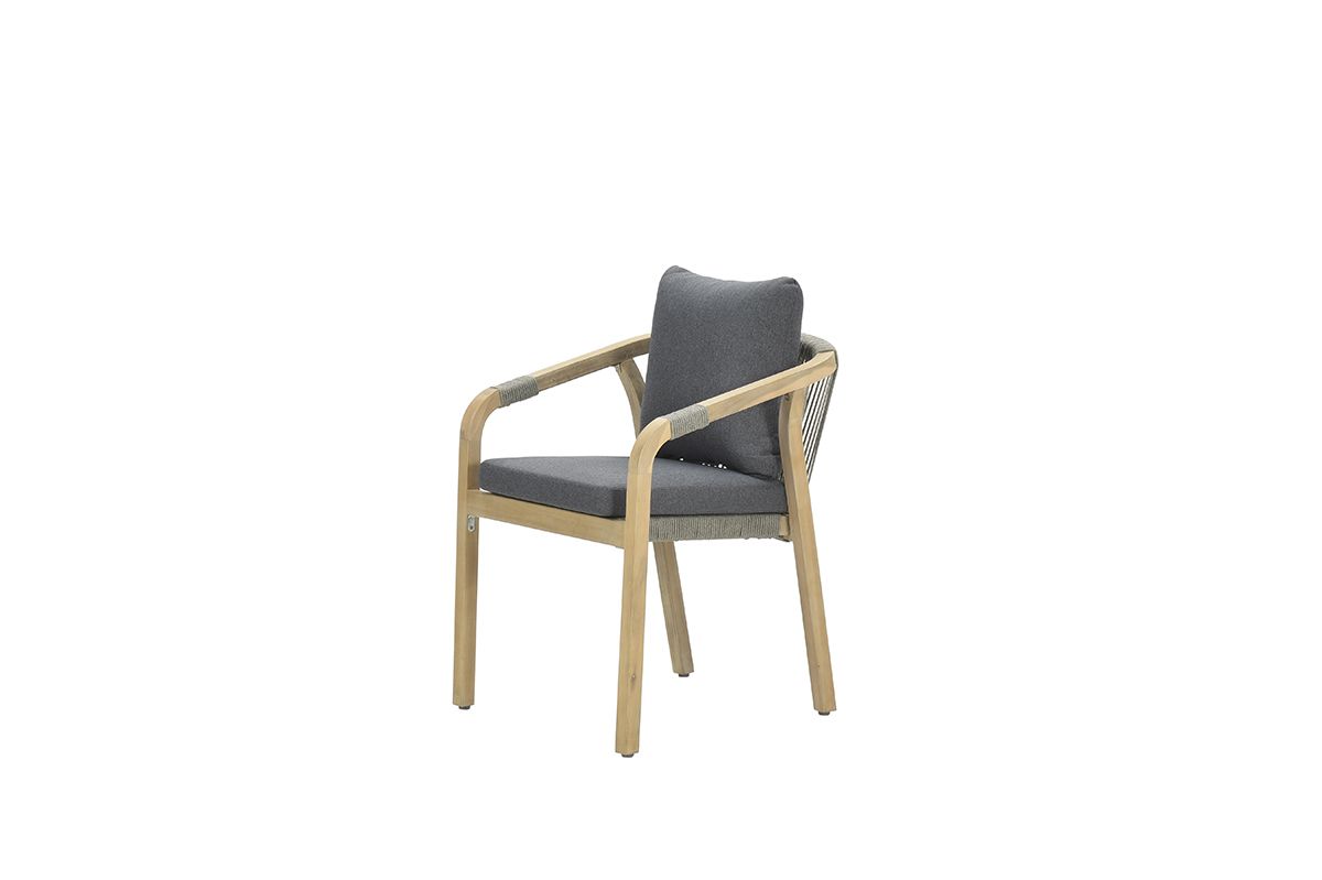 Santos dining fauteuil - acaciahout white wash-rope dgrijs-mystic grey