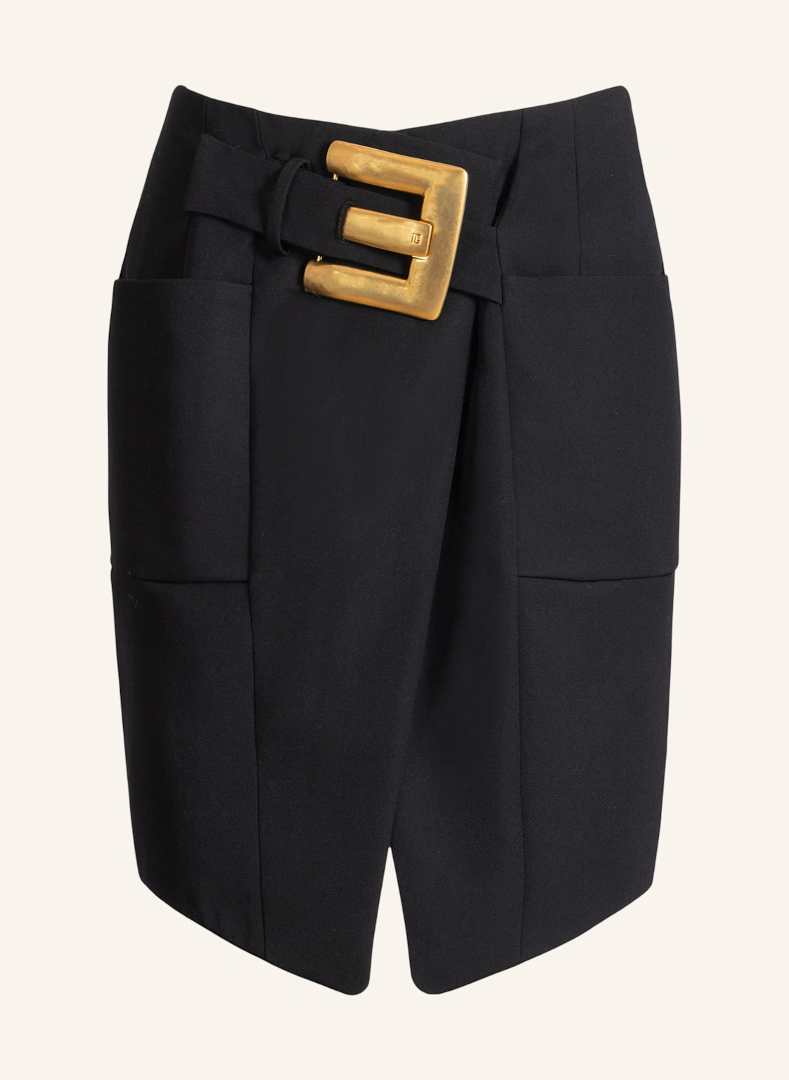 BALMAIN Rock mit Gürtel aus Grain-de-Poudre