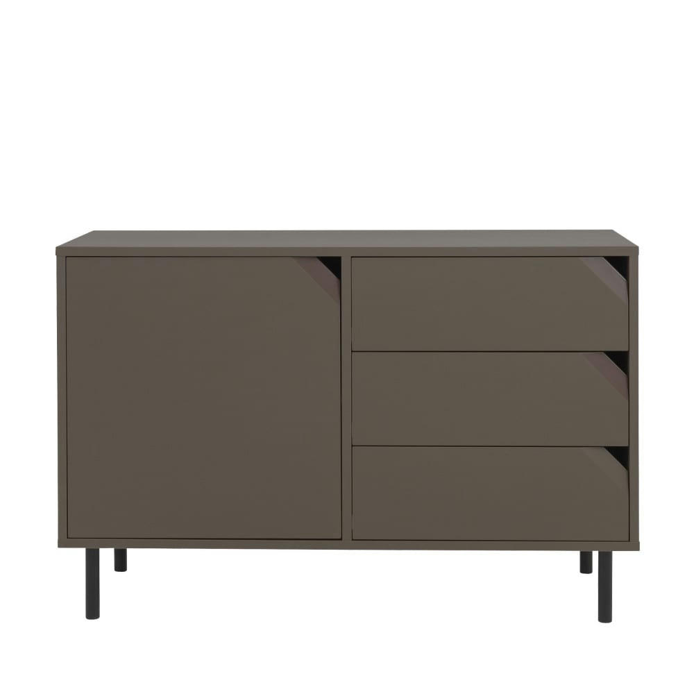 CORNER - Buffet 1 porte 3 tiroirs en bois L118cm marron