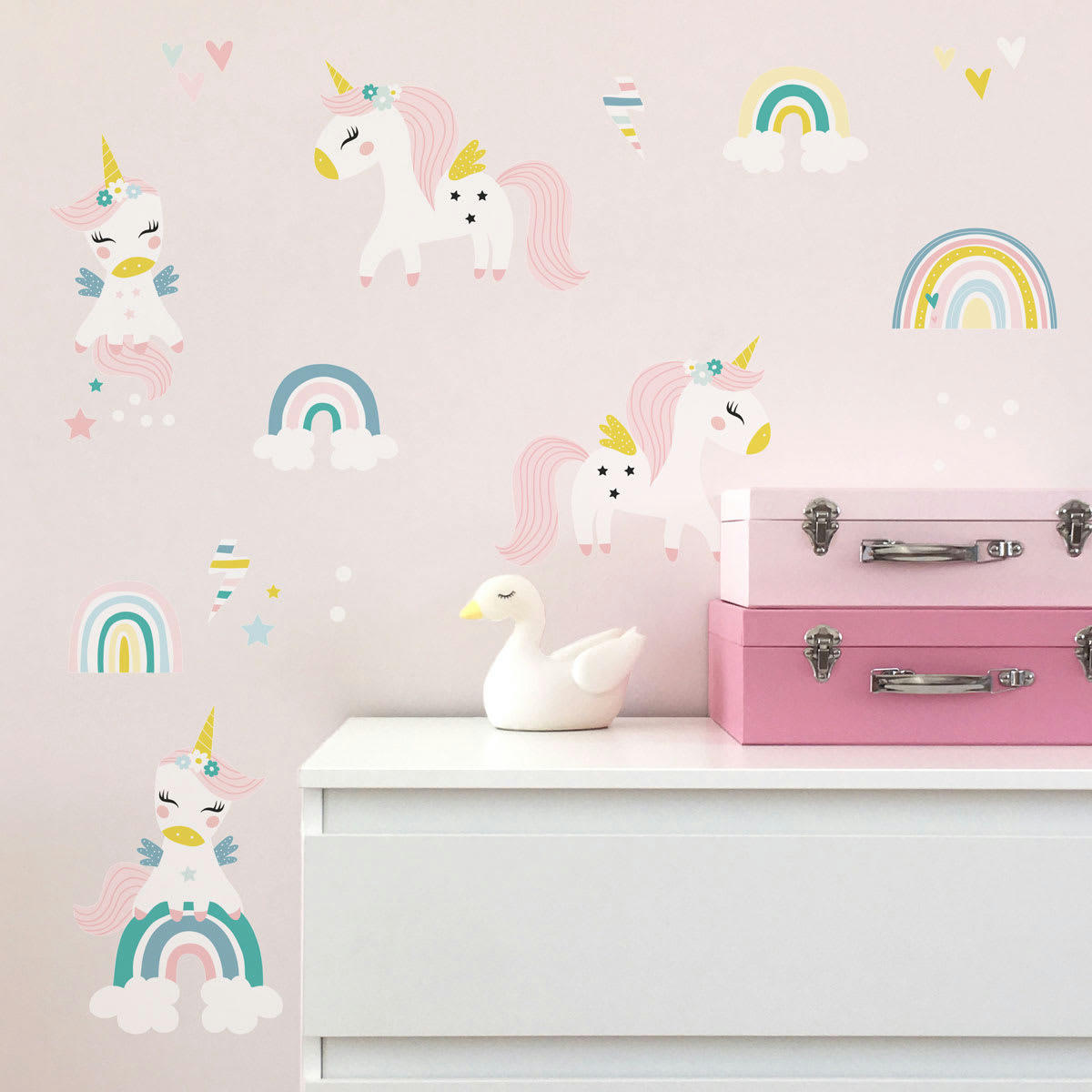 UNICORNS - Stickers mureaux en vinyle licornes verte menthe