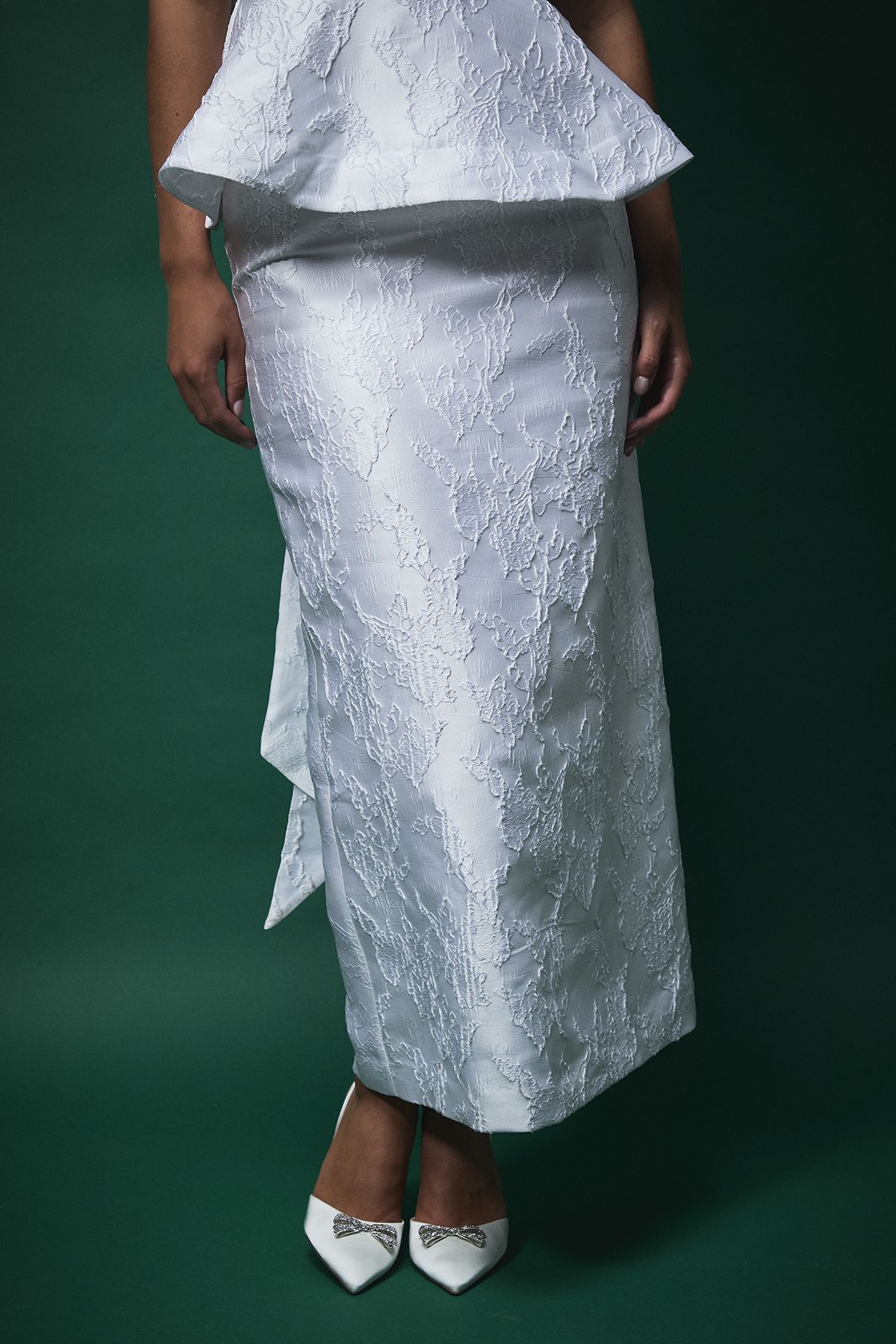 Coast Lisa Tan Jaquard Pencil Skirt