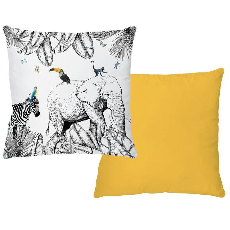 EMBELLIE - Coussin 40x40cm Multicolore Animaux Jungle