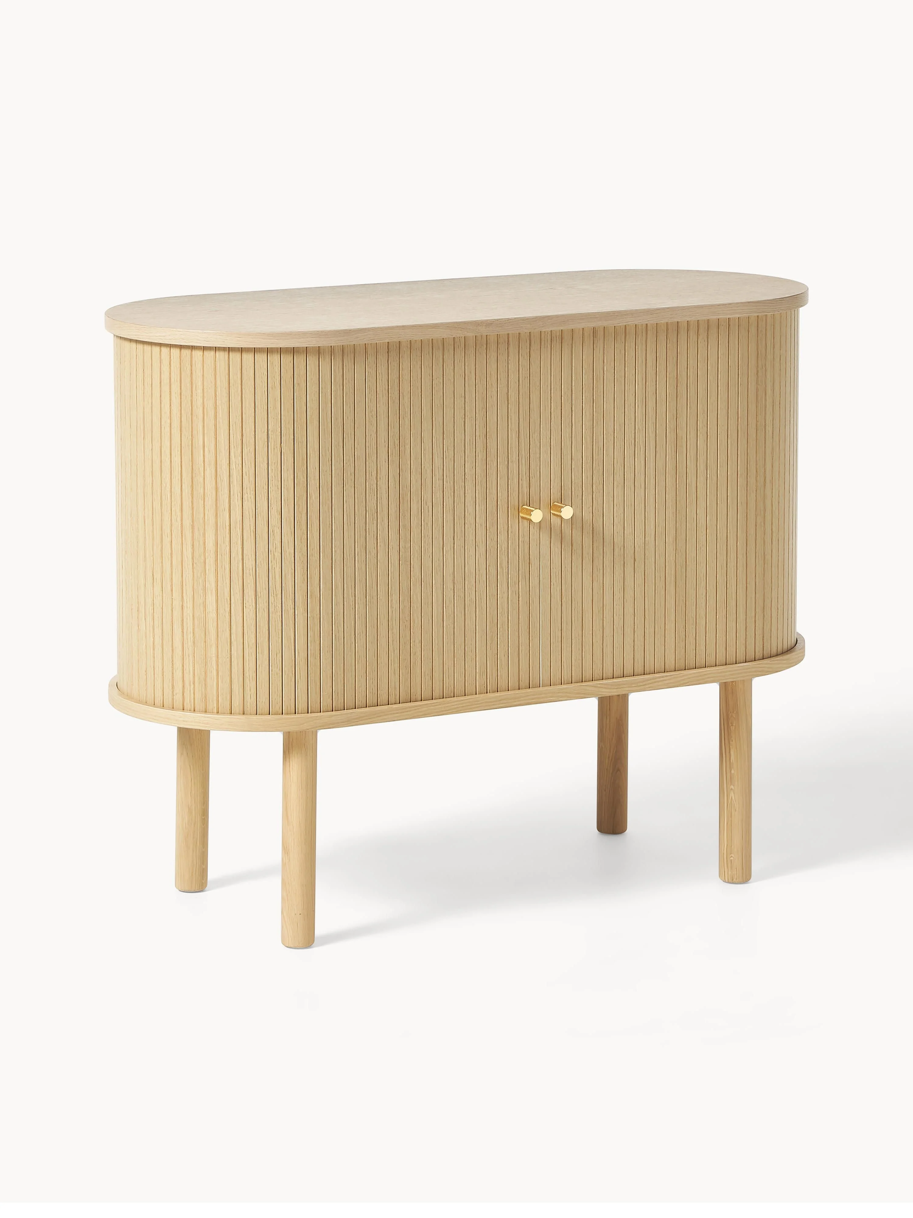 Kleines Sideboard Calary mit geriffelter Front