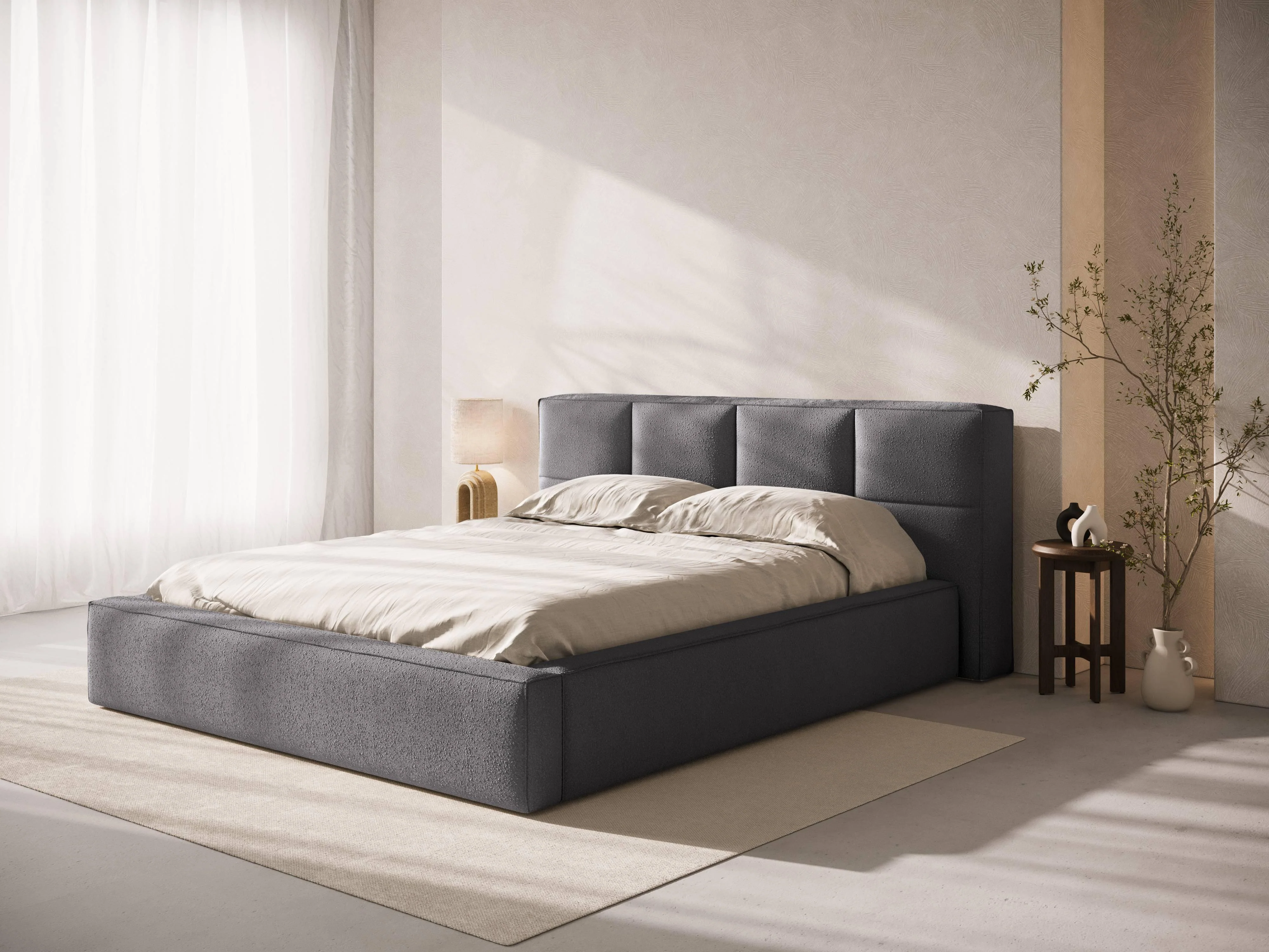 Bedframe met opbergvak Simon 180x200 bouclé