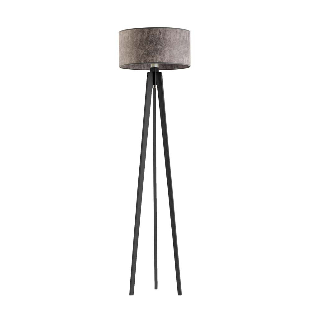 MIAMI lampa stojąca drewno styl nordic Heban/ Szary Melanż (Beton)