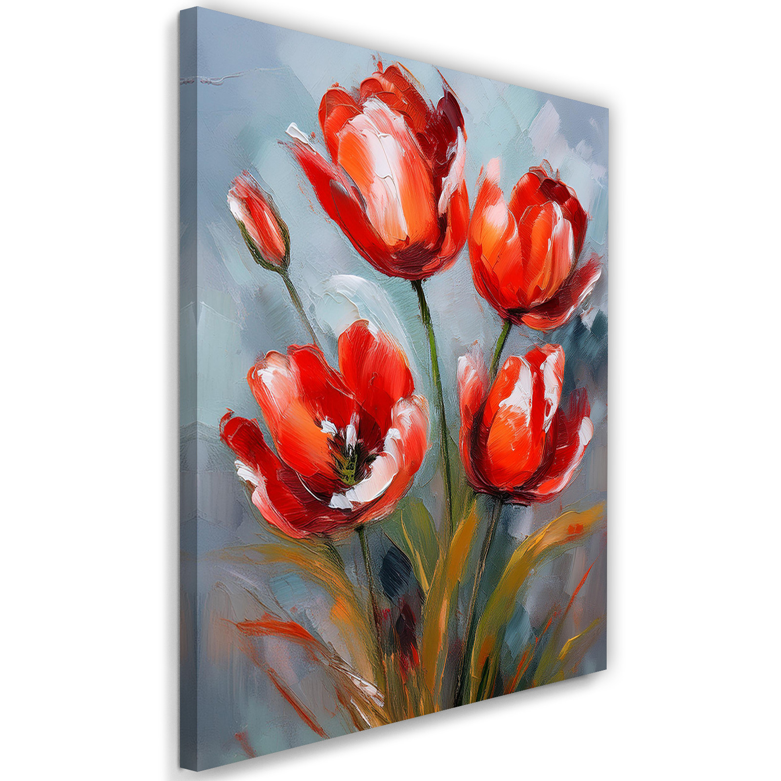 Feeby Obraz na płótnie, Malowane Czerwone Maki Kwiaty Natura 40x60