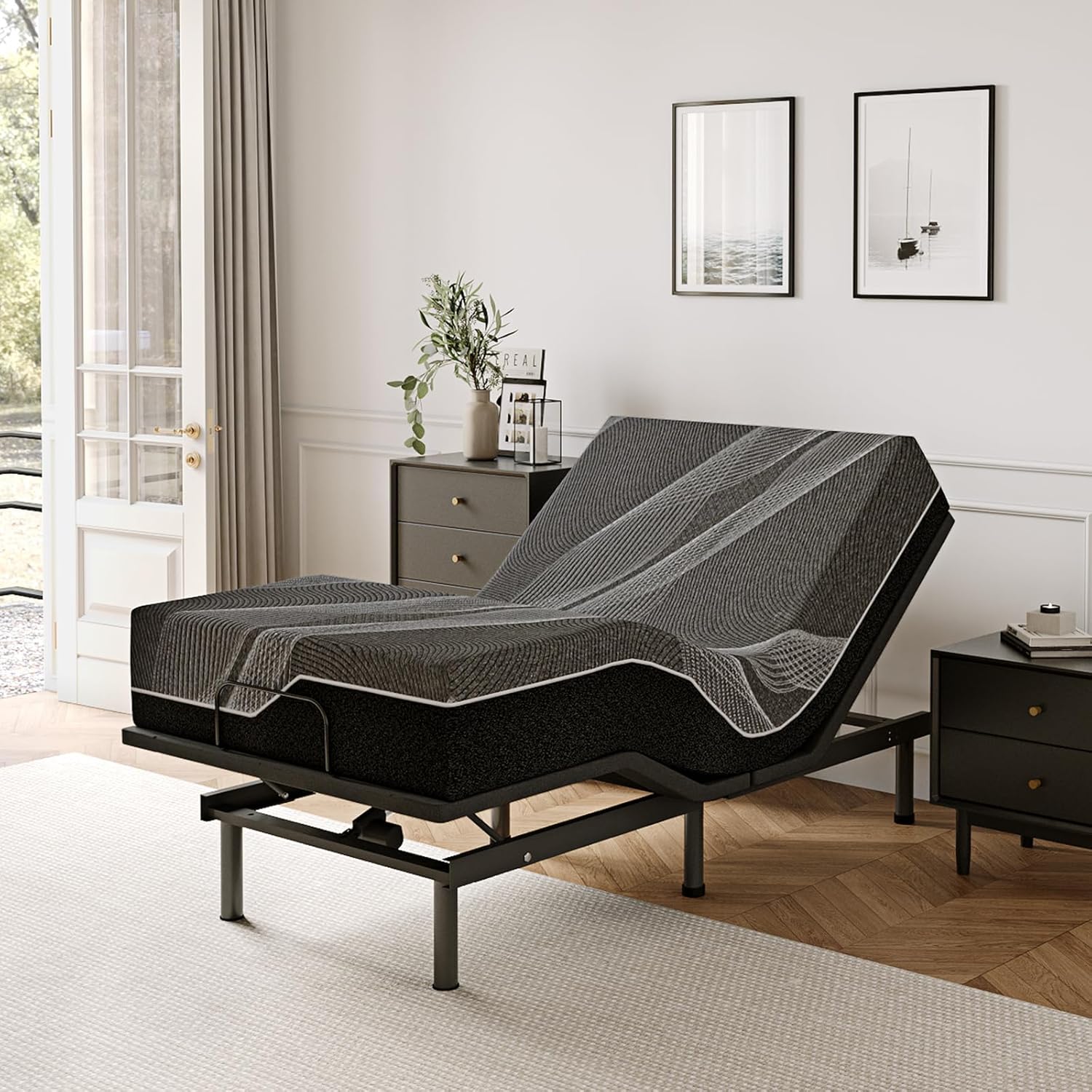 Twin XL Adjustable Bed Base Frame with Wireless Remote + 14 Inch Twin XL Gel Memory Foam Mattress Bed in a Box, Head and Foot Incline, Zero Gravity, Fiberglass Free, 80 × 38
