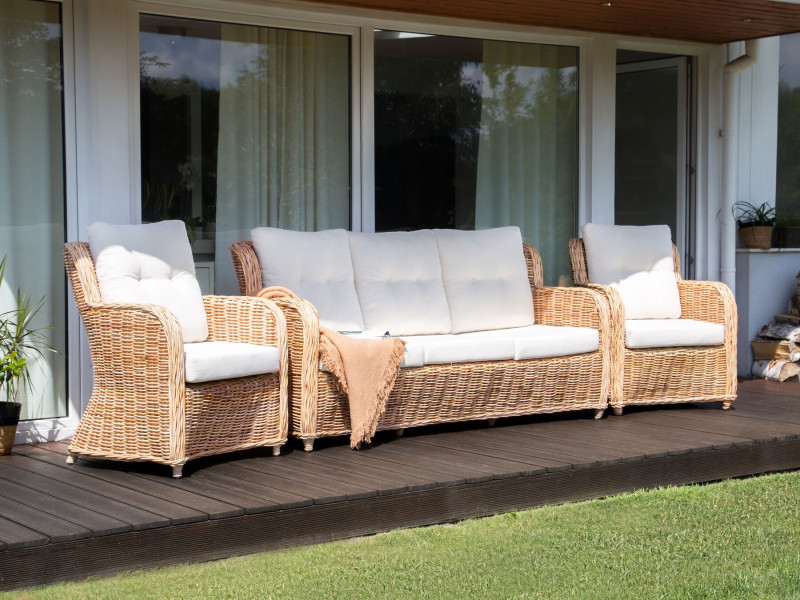 Zestaw mebli ogrodowych 5os rattan naturalny