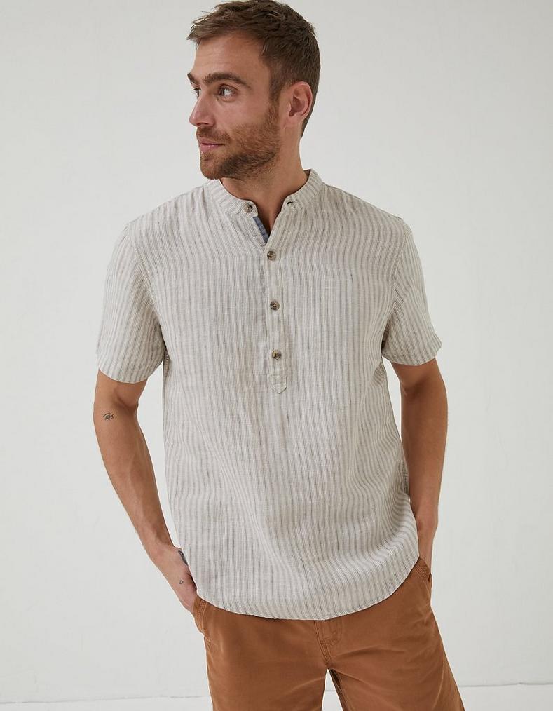 Stripe Pop Over Linen Shirt