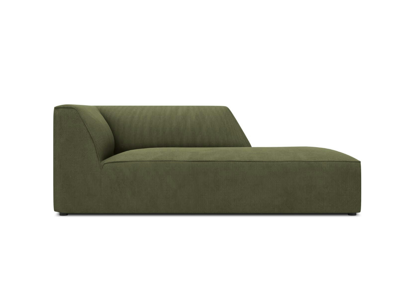 RUBY - Méridienne droite 1 place en tissu velours côtelé vert