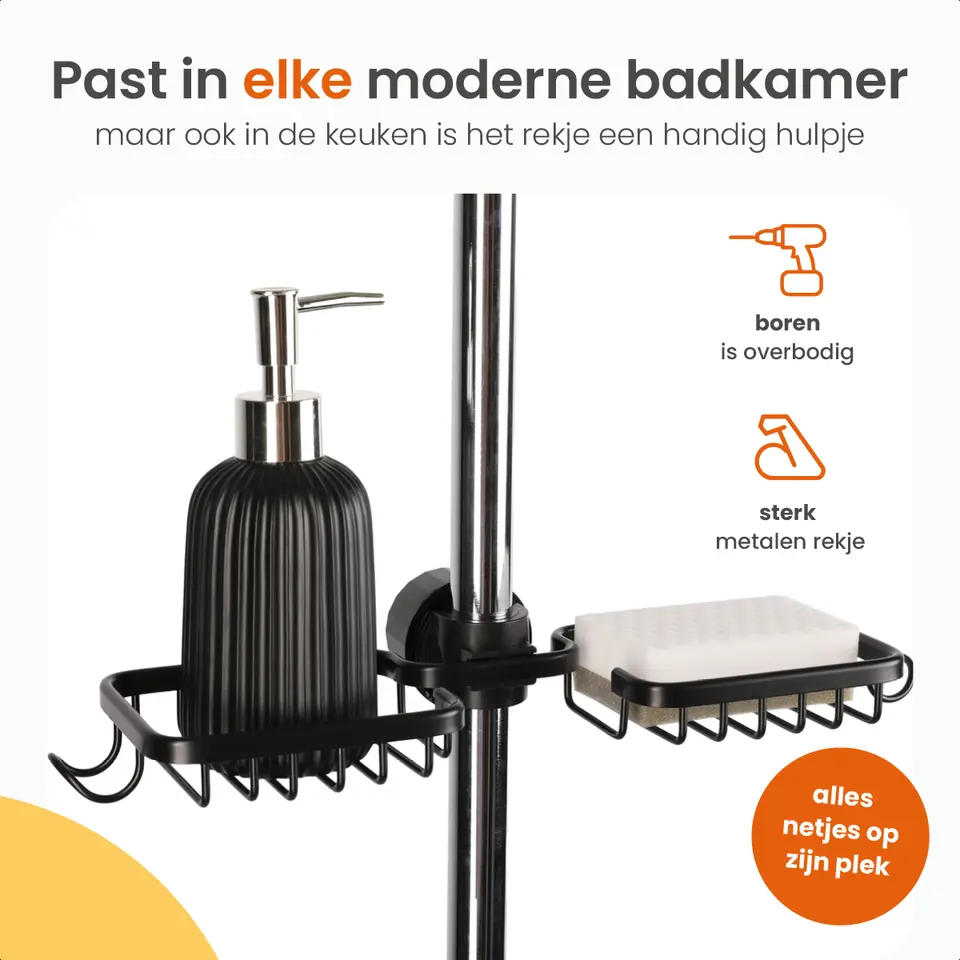 Goliving Doucherek hangend - Keukenrek - Set van 2 - Zwart