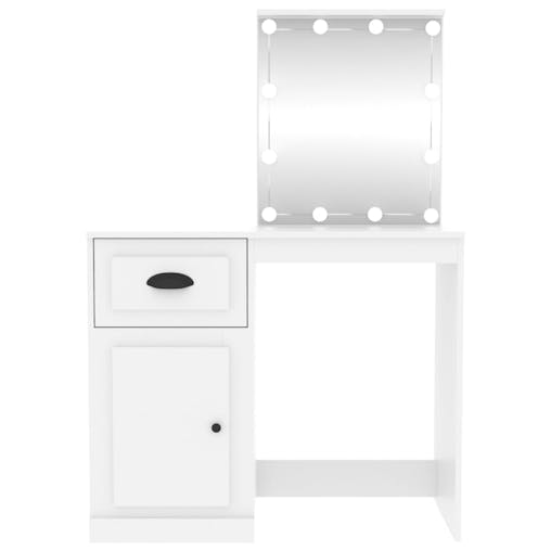 NNEVL Dressing Table with LED White 90x50x132.5 cm Engineered Wood