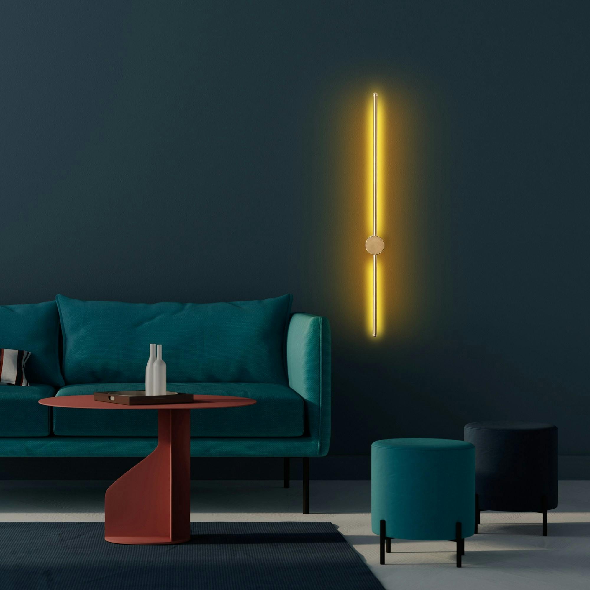 Applique murale LED design, 1 tige dorée verticale VIESTE