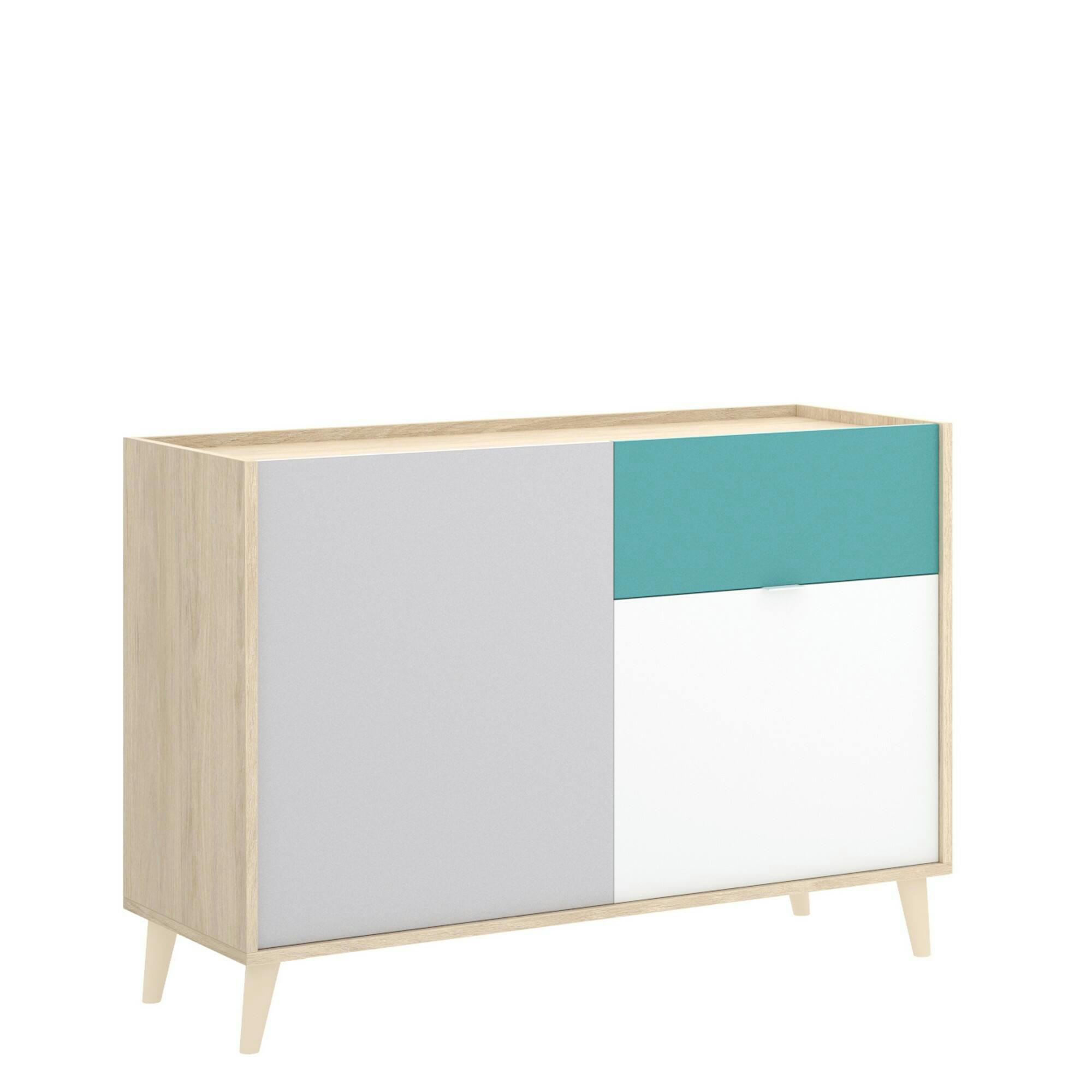 DJULI - Buffet effet bois blanc et chêne