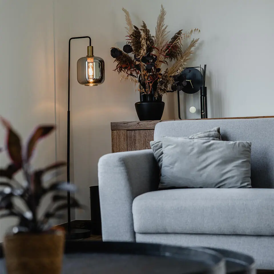 Qazqa vloerlamp zuzanna grijs e27