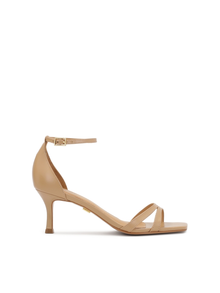 Beige sandals with two thin straps