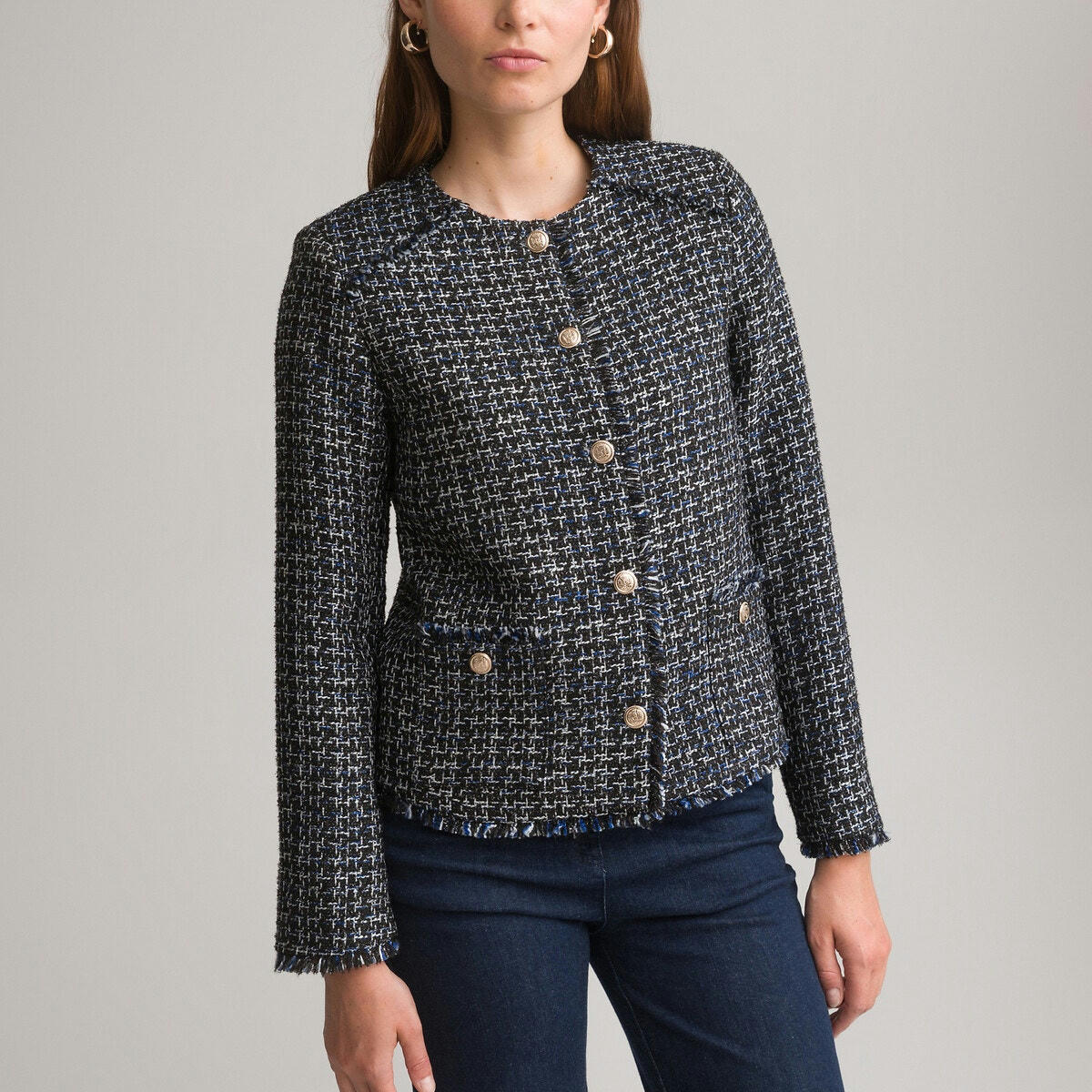 Veste tweed, coupe droite