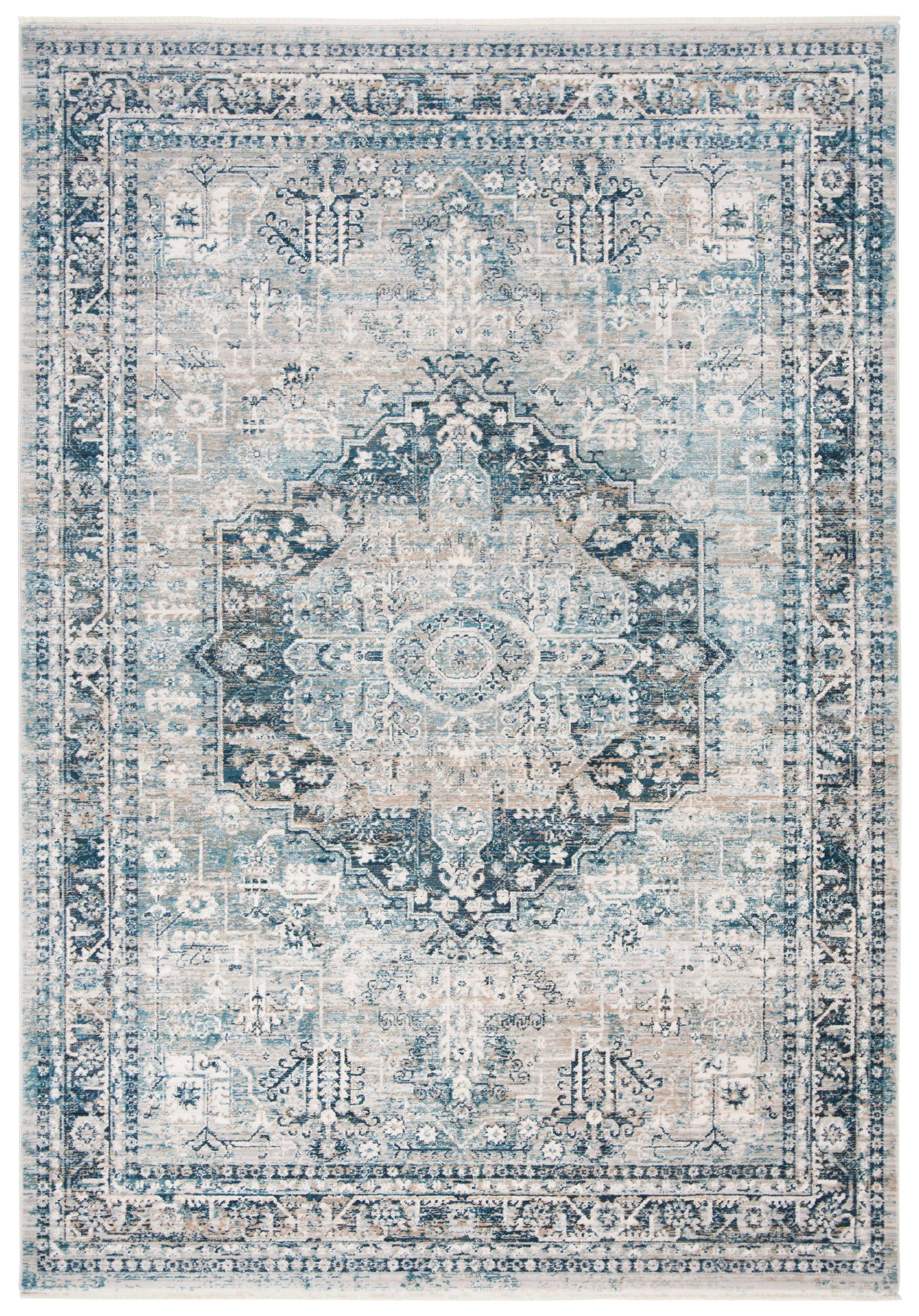 VICTORIA - Tapis de salon interieur en bleu & gris, 122 x 183 cm