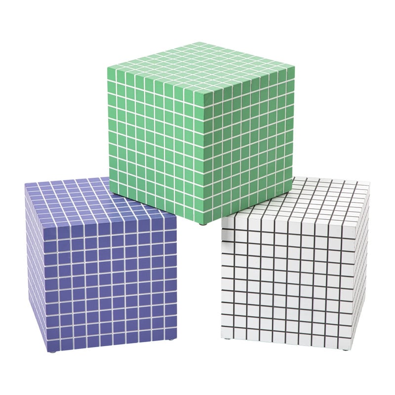 Bijzettafel kubus checks - groen - 30x30x30 cm